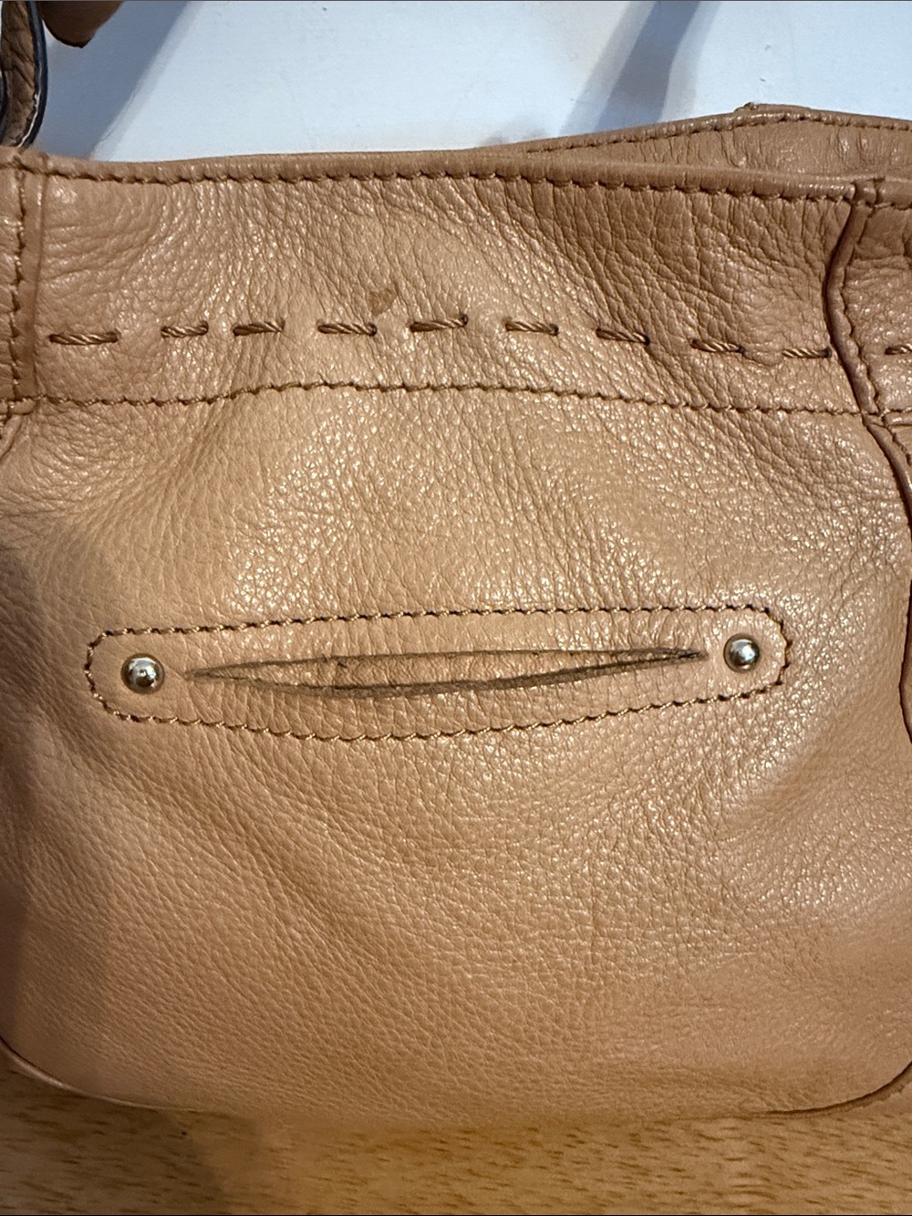 b. makowsky Tan Leather Shoulder Bag with Silver Hardware - Picture 4 of 13